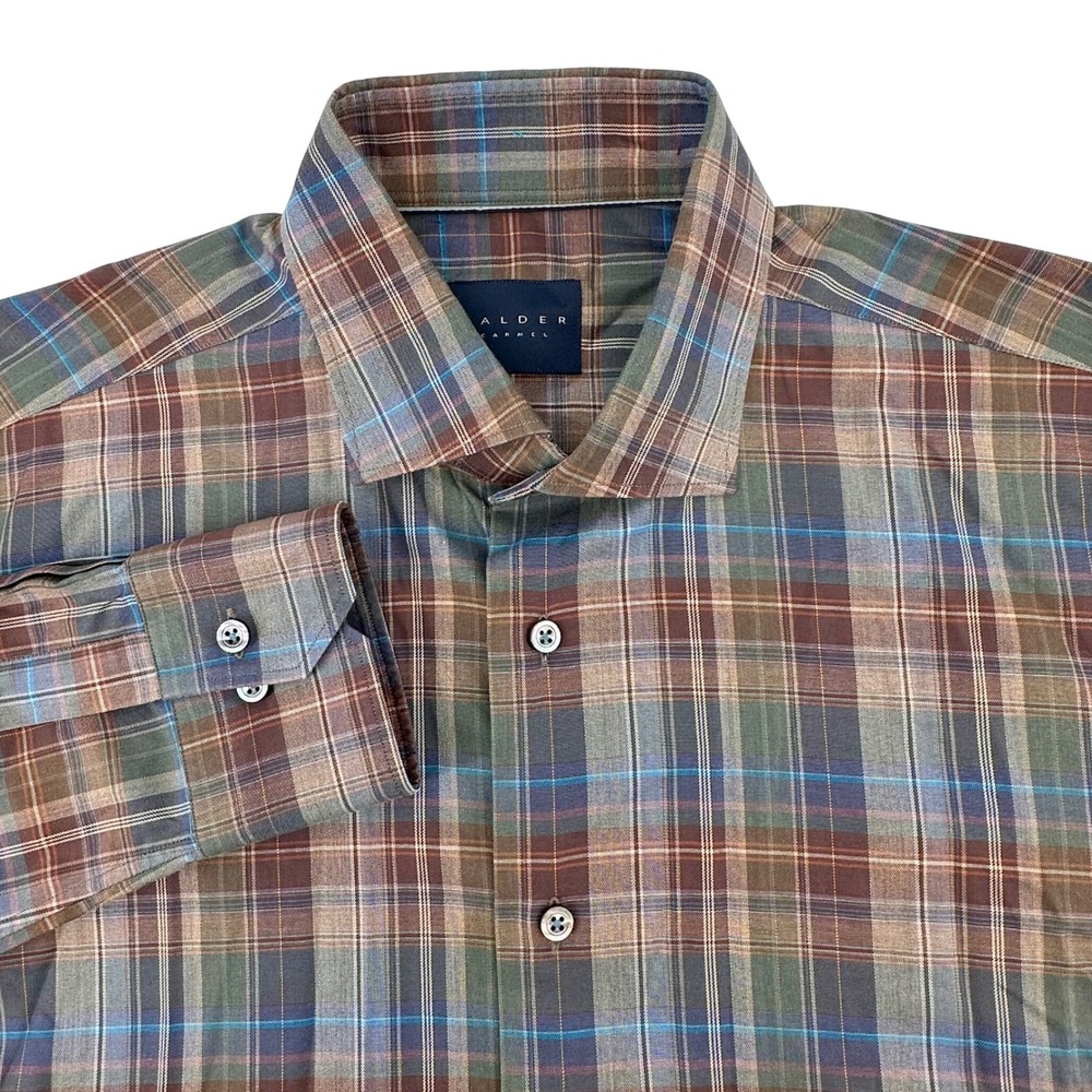Calder Carmel Mens Limited Edition Plaid Button Shirt Large Brown Green 1/250